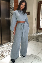 Grey Chunky Knit Loungewear Set - Harper