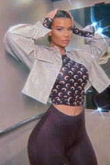 Stone Faux Leather Cropped Shacket - Ivyana