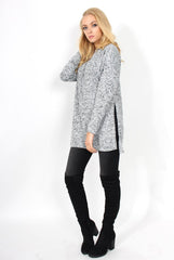 Dina Grey Long Sleeve Side Split Jumper
