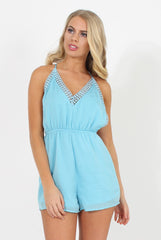 Blue Crochet Playsuit - Dionne