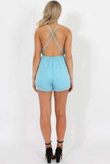 Blue Crochet Playsuit - Dionne