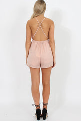 Light Pink Crochet Playsuit - Dionne