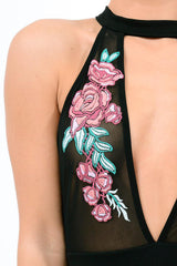 White Mesh Floral Choker Playsuit - Dior