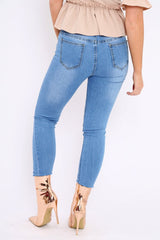 Light Blue Denim Distressed Skinny Jeans - Emberlie