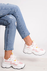 Pink Chunky Lace Up Trainers - Dita