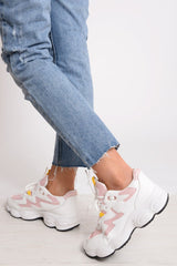 Pink Chunky Lace Up Trainers - Dita