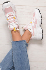 Pink Chunky Lace Up Trainers - Dita