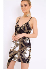 White Asymmetrical Rope Print Dress - Divina