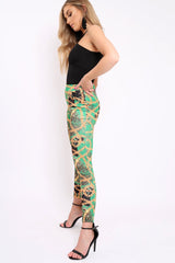 Green Chain Print Trousers - Donika