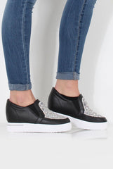 Dora Black Sparkle Wedged Skaters