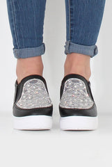 Dora Black Sparkle Wedged Skaters
