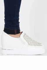 White Sparkle Wedged Skaters - Dora