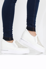 White Sparkle Wedged Skaters - Dora