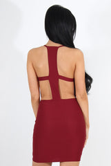 Kayla Wine Cut Out Plunge Mini Dress