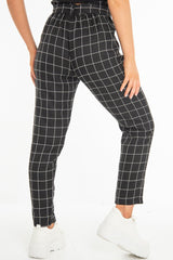 Black Check Paper Bag Trousers - Irma