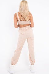 Beige Buckle Cargo Pant Crop Top Co-Ord - Kahri