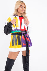 Multi Slogan Print Colour Block Hoodie - Athira