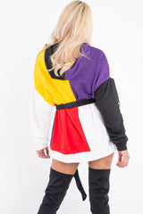 Multi Slogan Print Colour Block Hoodie - Athira