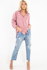 Pink Corduroy Oversized Shirt - Ennie