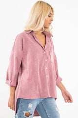 Pink Corduroy Oversized Shirt - Ennie