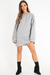 Grey Oversized Sweatshirt Jumper Dress - Kristen