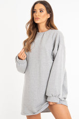 Grey Oversized Sweatshirt Jumper Dress - Kristen