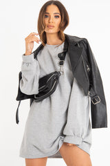 Grey Oversized Sweatshirt Jumper Dress - Kristen