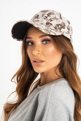 Grey Camoflage Print Cap Hat - Lannie