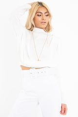 White Satin Shoulder Pad Shirred Waist Blouse - Farida