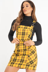 Yellow Tartan Check Pinafore Mini Dress - Ruby