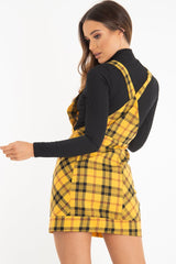 Yellow Tartan Check Pinafore Mini Dress - Ruby