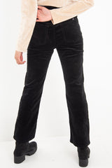 Black Corduroy Straight Leg Jeans - Maddey