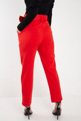 Red Belted Tapered Peg Trousers - Jessika