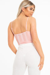 Pink Striped Lace Detail Cupped Bodysuit - Mollie