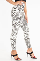 Black White Animal Print Faux Leather Leggings - Quinn