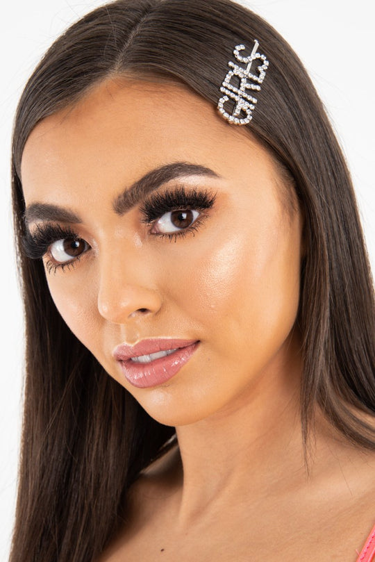 Silver Diamante Girls Slogan Hair Slide - Azelia
