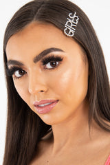 Silver Diamante Girls Slogan Hair Slide - Azelia