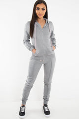 Grey Glitter Side Stripe Crepe Tracksuit - Gionna
