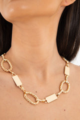 Gold Twist Hoop Bar Detail Necklace - Cailyn