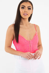 Pink Lace Hook Front Bodysuit - Sabrina