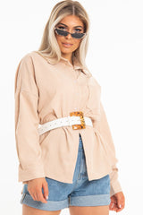 White Faux Leather Resin Buckle Detail Belt - Naira