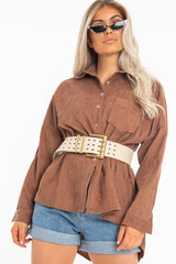 Nude Faux Leather Wide Waist Belt - London