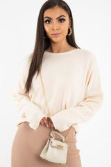 Nude Faux Croc Mini Handbag - Ramie