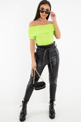 Lime Rib Knit Bardot Top - Gloria