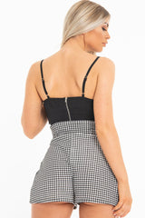 Black Woven Plunge Ring Detail Crop Top - Lettie