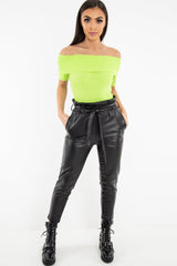 Lime Rib Knit Bardot Top - Gloria