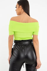 Lime Rib Knit Bardot Top - Gloria