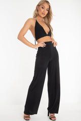 Black Slinky Triangle Chain Buckle Detail Bralet - Ashley