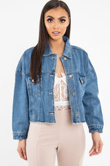 Mid Wash Crop Denim Jacket - Austen