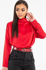 Red Black Check Patent Circle Belt - Fara